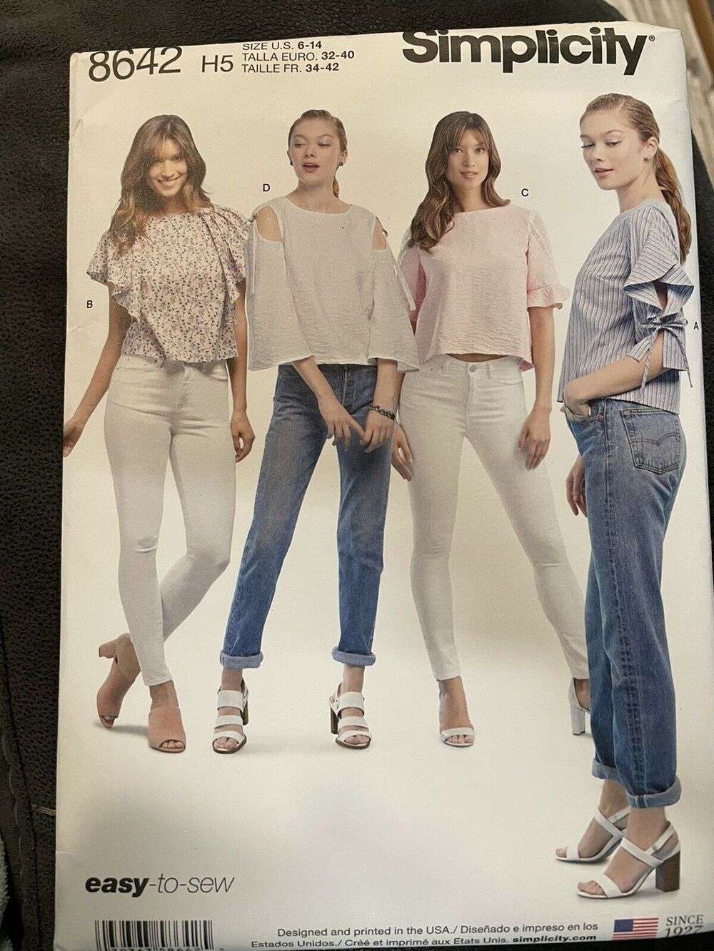 8642 Simplicity Pattern Blouse Tops Shirts Easy Sew NEW UNCUT 6 8 10 12 14